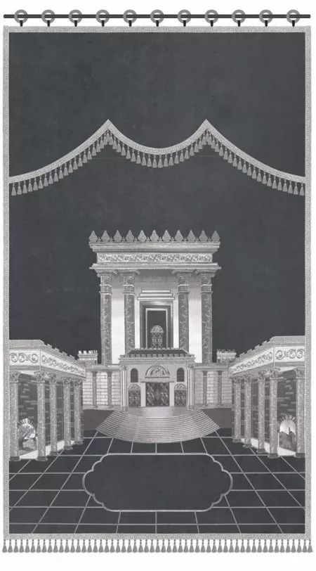 ⁦פרוכת בית מקדש רקמה מלאה / P127⁩ – תמונה ⁦6⁩