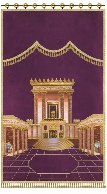 ⁦פרוכת בית מקדש רקמה מלאה / P127⁩ – תמונה ⁦8⁩