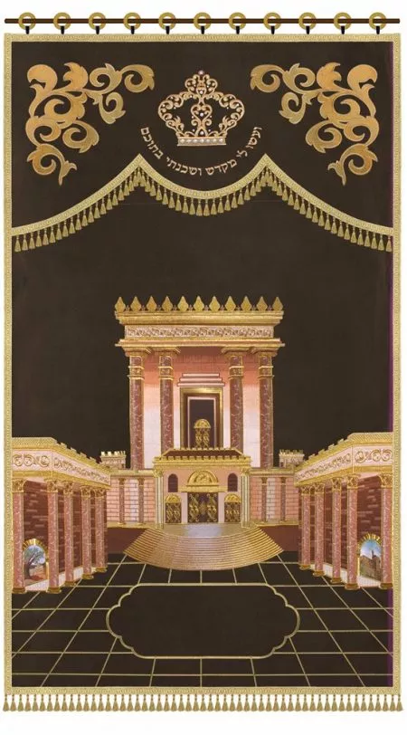 ⁦פרוכת בית מקדש רקמה מלאה / P127⁩ – תמונה ⁦10⁩