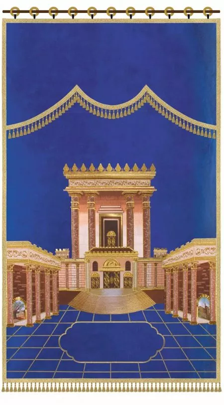 ⁦פרוכת בית מקדש רקמה מלאה / P127⁩ – תמונה ⁦13⁩