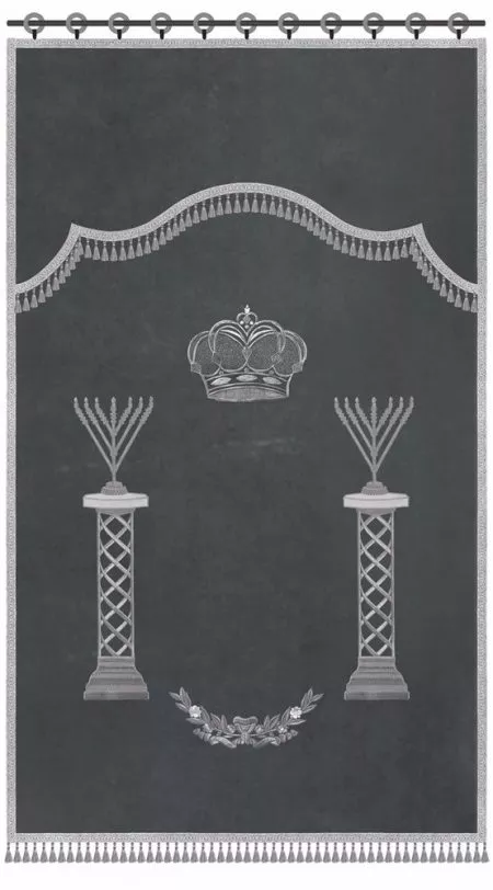 ⁦פרוכת סטנדרט עמודי מנורות חב"ד / P173⁩ – תמונה ⁦5⁩