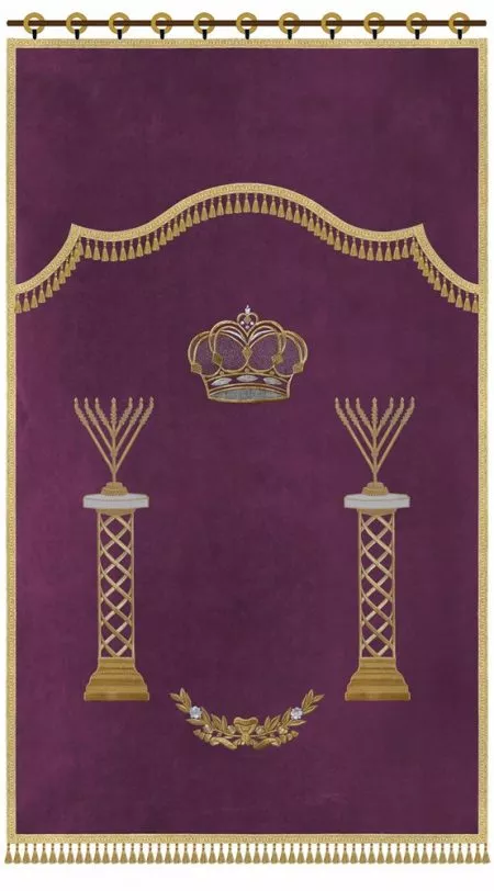 ⁦פרוכת סטנדרט עמודי מנורות חב"ד / P173⁩ – תמונה ⁦8⁩
