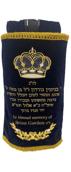 Torah Mantle Crown and wreath navy gold