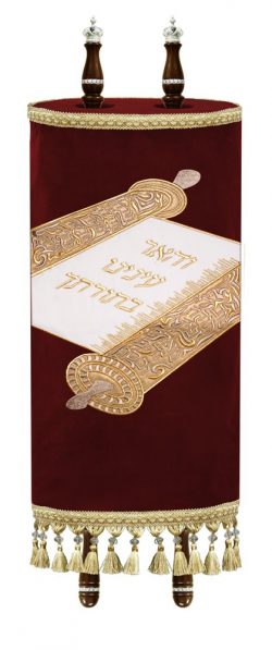 Torah Mantle highlight our eyes Torah scroll open