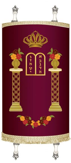 Torah Mantle Standard Flower columns