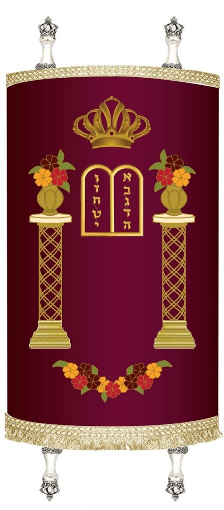 Torah Mantle Standard Flower columns