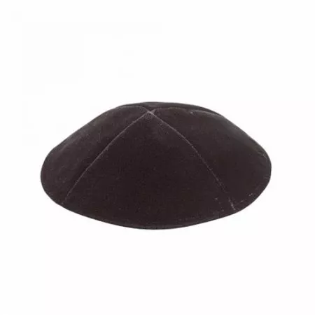 Black shiny velvet Kippah 4 parts without trim In flat shape