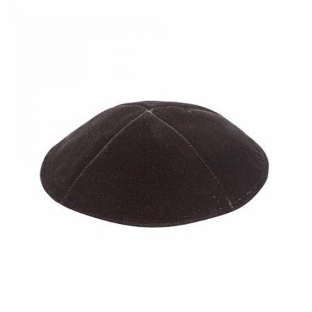 Black shiny velvet Kippah 4 parts without trim In flat shape