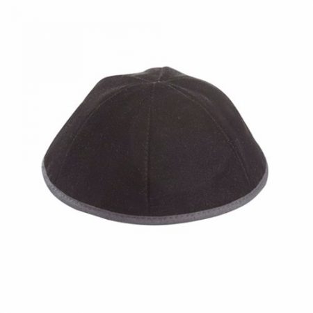 Black shiny velvet Kippah 6 parts with a trim In high shape