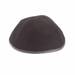 Black shiny velvet washable Kippah 4 parts with a trim In high shape