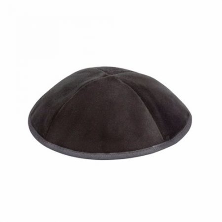 Black velvet Kippah 4 parts with a trim In flat shape