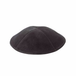 Black velvet Kippah 4 parts without trim In flat shape