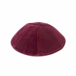 Bordeaux wine velvet Kippah 6 parts with a trim In Half high shape