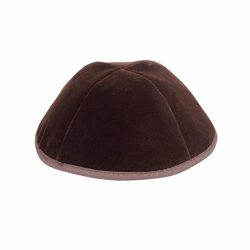 Brown velvet Kippah 4 parts with a trim In high shape