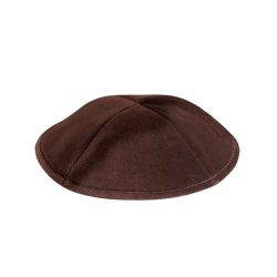 Brown velvet Kippah 4 parts without a trim In flat shape