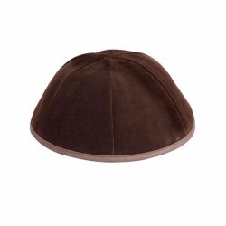 Brown velvet Kippah 6 parts with a trim In Half high shape