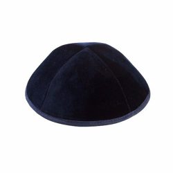 Navy blue velvet Kippah 4 parts with a trim In high shape