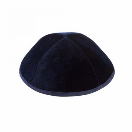 Navy blue velvet Kippah 4 parts with a trim In high shape