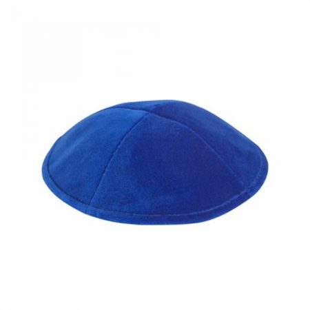 Royal blue velvet Kippah 4 parts without a trim In flat shape