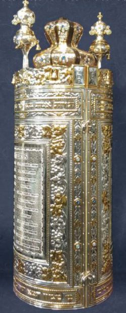 Torah scroll case Custom made Dedication brilliant silver