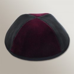 Velvet kippah grey and Bordeaux