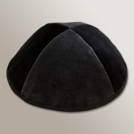 Velvet kippah grey and black