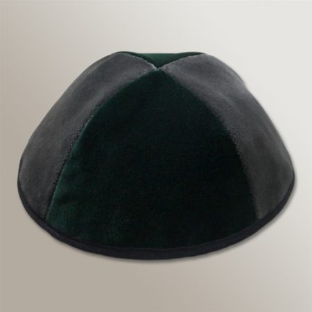 Velvet kippah grey and green