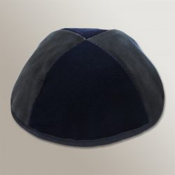 Velvet kippah navy blue and grey