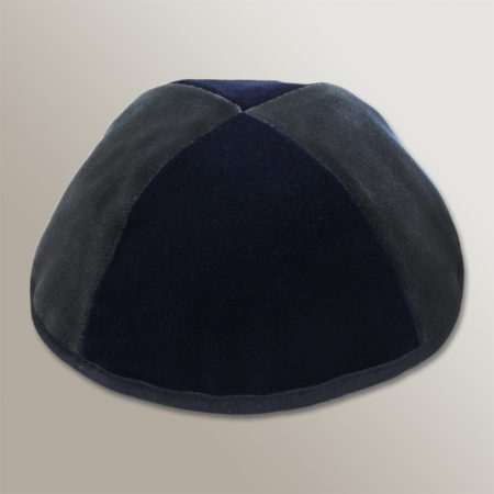 Velvet kippah navy blue and grey