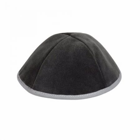 gray velvet Kippah 4 parts with a trim In high shape