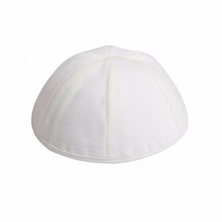 white velvet Kippah 6 parts with a trim In Half high shape