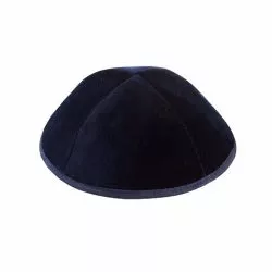 כיפה קטיפה כחול כהה 4 חלקים עם סרט גבוה