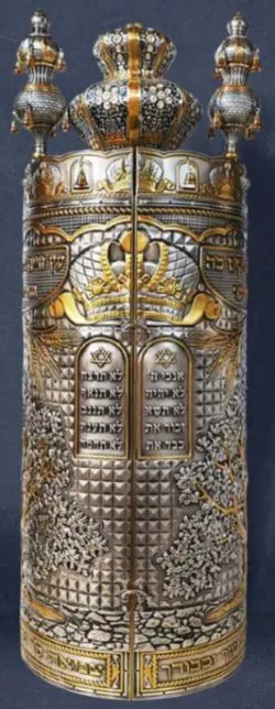תיק לספר תורה ספרדי עץ חיים כסף מושחר