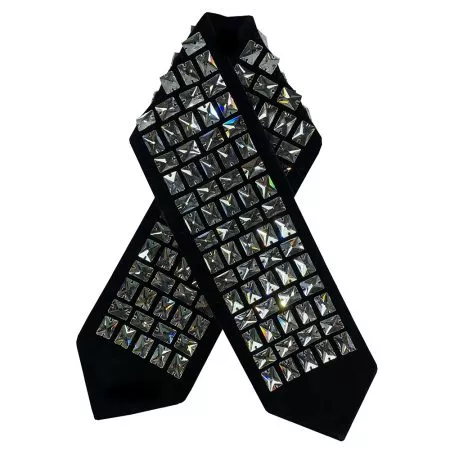 Atarah for Tallit with rectangular Swarovski stones on black velvet - Image 3