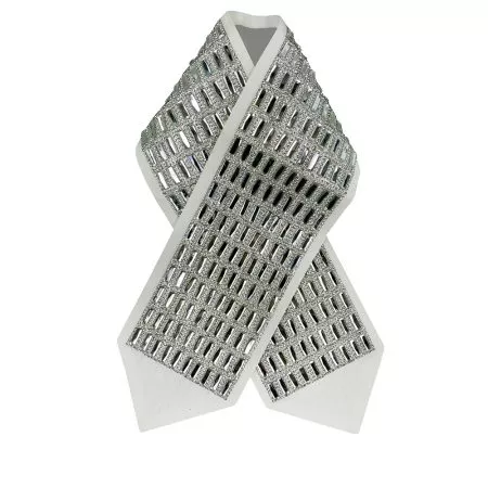 Atarah for Tallit with transparent rectangular Crystal on natural wool - Image 2