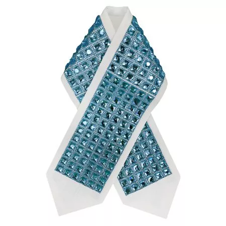 Atarah for Tallit with turquoise square Crystal on natural wool - Image 3