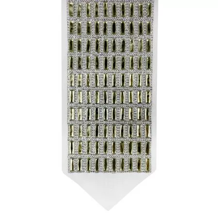Atarah for Tallit with golden rectangle crystal on natural wool - Image 3