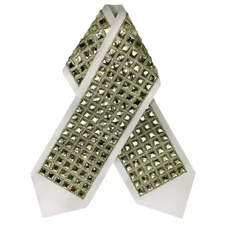 Atarah for Tallit with golden square Crystal on natural wool - Image 2