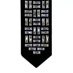 Atarah for Tallit with thin rectangular Swarovski stones on black velvet