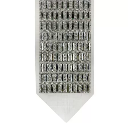 Atarah for Tallit with transparent rectangular Crystal on natural wool - Image 3