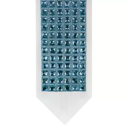 Atarah for Tallit with turquoise square Crystal on natural wool - Image 2
