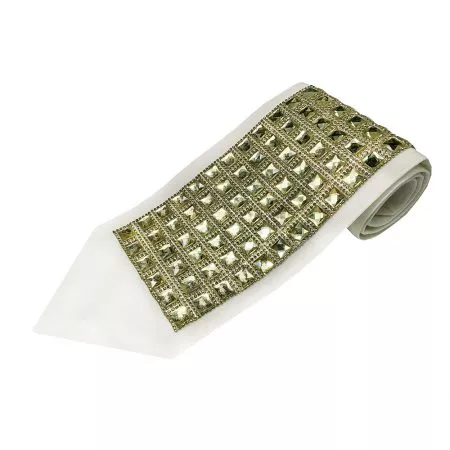 Atarah for Tallit with golden square Crystal on natural wool