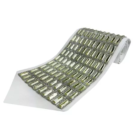 Atarah for Tallit with golden rectangle crystal on natural wool