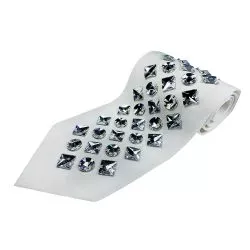 Atarah for Tallit with square and round Swarovski stones on natural wool