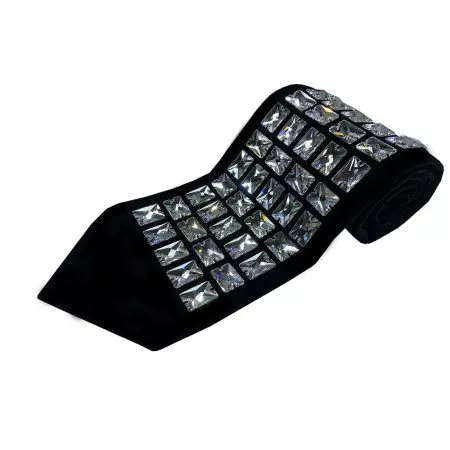 Atarah for Tallit with rectangular Swarovski stones on black velvet