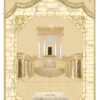 Parochet Beit Mikdash square Framed Cream with stones