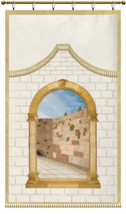 Parochet Kotel Stones and window white