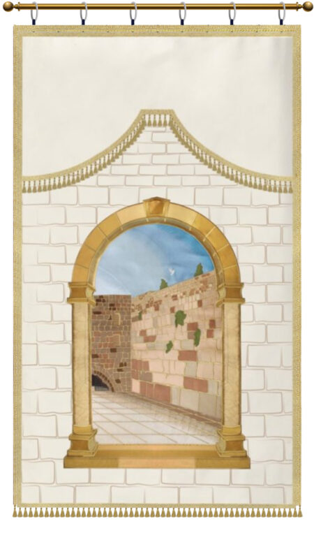 Parochet Kotel Stones and Window white