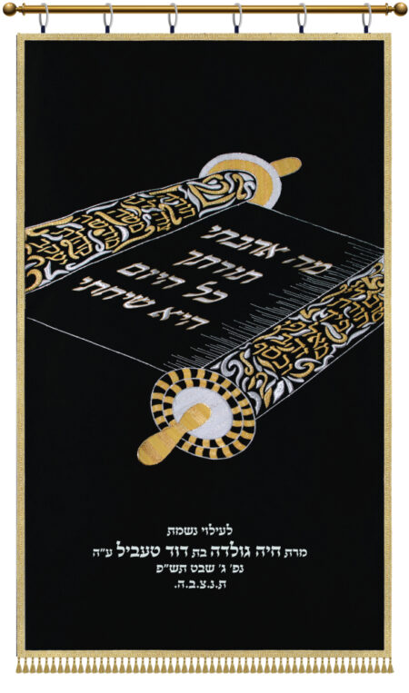 Parochet Open Torah scroll no kaporet