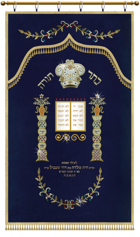 Parochet The Rebbe Decorated kap blue